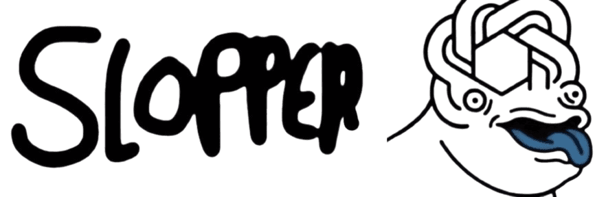 Slopper - hand-drawn logo with mascot character
